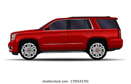 realistic SUV car. side view.