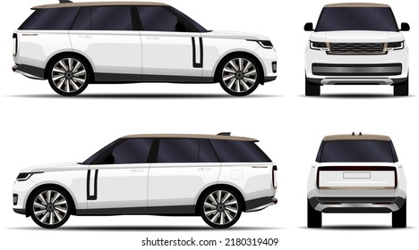 Realistic SUV Car. Side View, Front View, Back View.