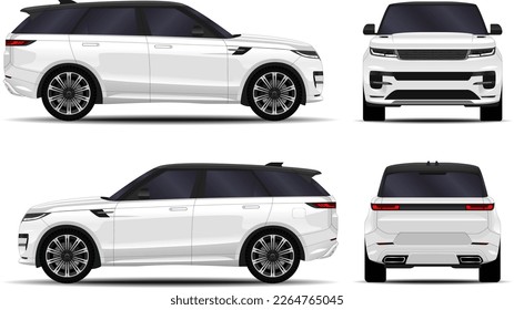 realistic SUV car. side view, front view, back view.