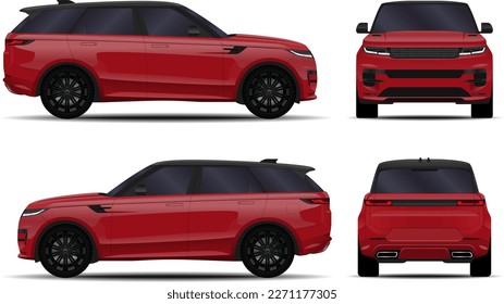 realistic SUV car. side view, front view, back view.