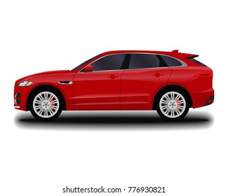 realistic SUV car. side view  