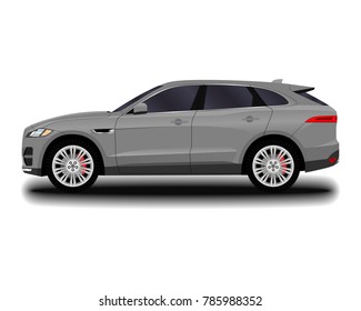 realistic SUV car. side view  