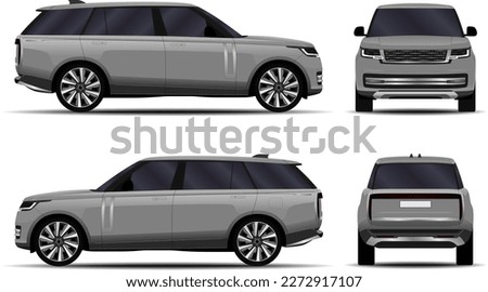 realistic SUV car. side view, front view, back view.