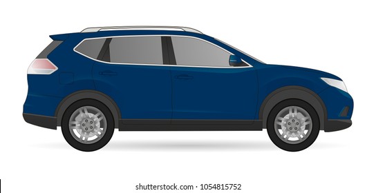Realistic suv car vector model. All elements car in groups on separate layers. The ability to easily change the color. vector car suv illustration. blue body color. Auto car suv vector. Suv vector
