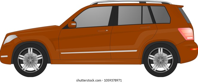 Realistic suv car vector model. All elements car in groups on separate layers. The ability to easily change the color. vector car suv illustration. Orange body color. Auto car suv vector. Suv vector
