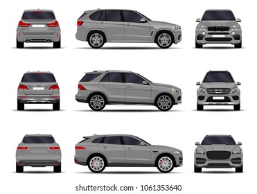 Realistic Suv Cars Set Front View Stock Vector (Royalty Free) 1054008557