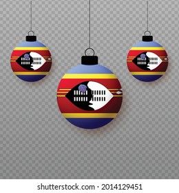 Realistic Swaziland Flag with flying light balloons. Decorative elements for national holidays.