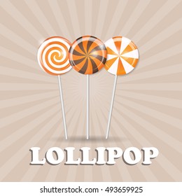 Realistic Sweet Lollipop Candy Background. Vector Illustration EPS10