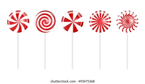 Realistic Sweet Lollipop Candy Set on White Baclground. Vector Illustration EPS10