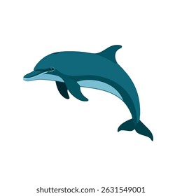 Realistic Swimming Dolphin Vector Illustration on White Background (Side Profile)