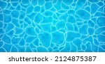 Realistic swimming pool bottom with blue water waves texture. Summer aqua surface with caustics ripples. Spa pool top view vector background. Illustration of surface ripple water