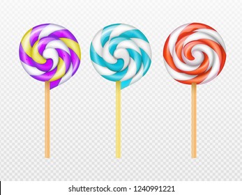 Realistic swirl lollipops vector isolated on white background