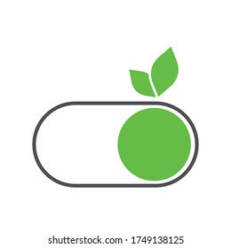 Realistic switch toggle buttons, set or tree sliders in ON and OFF position .
Button eco.
Vector illustration.