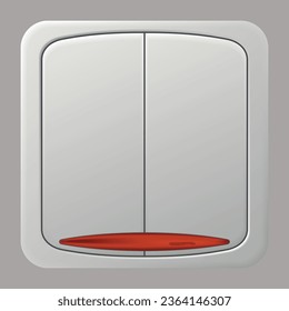 Realistic switcher icon. Home buttons plastic light toggle. Interior wall electric switch. Power electrical switcher isolated on white background