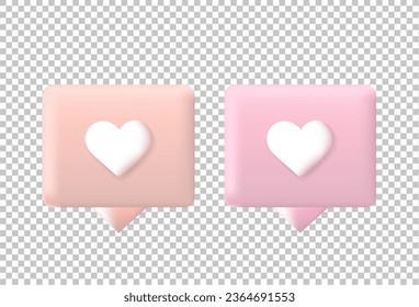 Realistic symbol 3d heart comment. color pastel. eps 10 vector