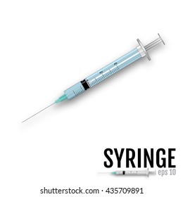 Realistic syringe on white background. Vector Art, Stock Vector