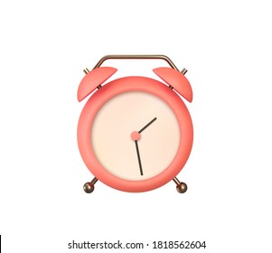 Realistic Table Clock. 3d alarm clock. Classic timer time. Isolated on white background. Vector illustration