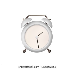 Realistic Table Clock. 3d alarm Clock. Classic timer time. Isolated on white background. Vector illustration