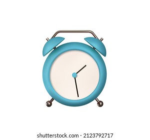 Realistic Table Clock. 3d alarm clock. Classic timer time. Isolated on white background. Vector illustration