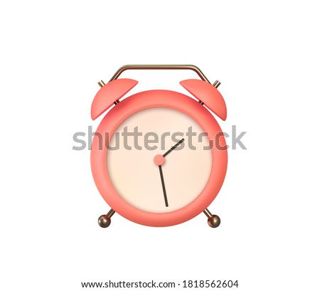 Realistic Table Clock. 3d alarm clock. Classic timer time. Isolated on white background. Vector illustration