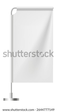 Realistic table flag waving against a white background, providing an ideal canvas for displaying designs and logos. Perfect for promotional materials and corporate branding presentations