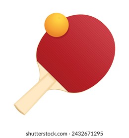 Raqueta de tenis de mesa y pelota realistas, raqueta de ping pong con pelota amarilla