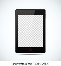 Realistic tablet in black with transparent screen