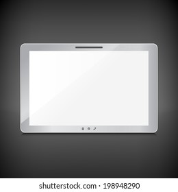 Realistic tablet with blank screen isolated on dark background