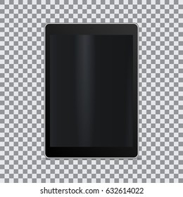 Realistic tablet with blank screen on a transparent background