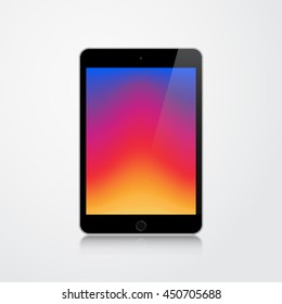 Realistic Tablet with Colorful Screen Isolated on White Background. Gadget Mock Up. Vector Illustration.