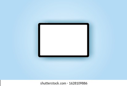 Realistic Tablet computer with blank white screen isolated on blue background.Creative paper cut and craft style.Mock up Responsive screens to display your mobile web site design for text. vector
