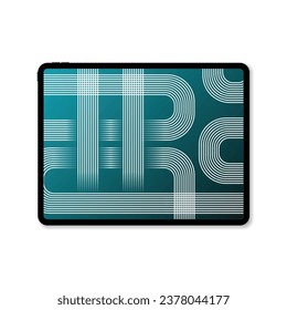 Realistic tablet computer lock screen with abstract colored geometric wallpaper. Big and small modern tablet PC design isolated on transparent background. Vector Illustration