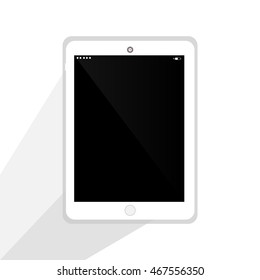 Realistic tablet computer with red button