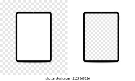 Realistic tablet device mockup set isolated on white background.