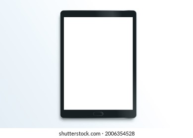 Comprimido realista aislado. Almohadilla de dibujo negra. Pantalla en blanco aislada. Mockup de dispositivo de alto detalle. Ilustración vectorial. UI, plantilla UX para presentación. Objeto tecnológico. Marco de gadget con sombra. 