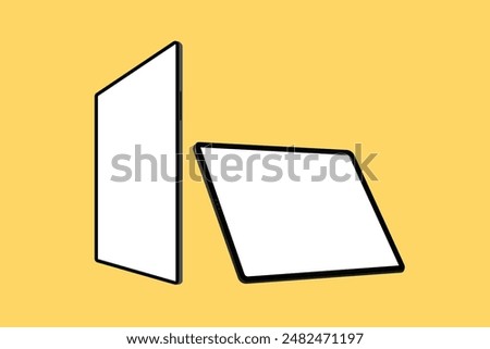 Realistic tablet mockup with blank screen. tablet vector isolated on white background. tablet different angles views