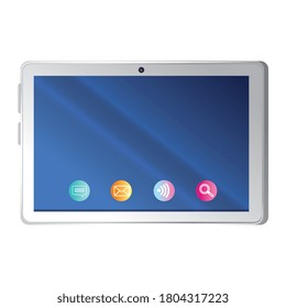 realistic tablet mockup with icons, on white background vector illustration design