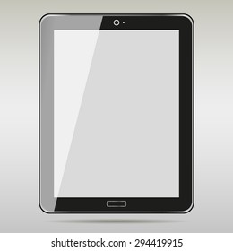 Realistic Tablet PC With Blank Screen. isolated on grey background. stock vector