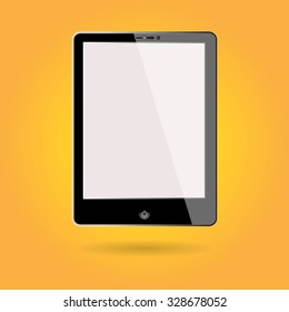 Realistic Tablet PC With Blank Screen. Vertical, Black. Vector Illustration