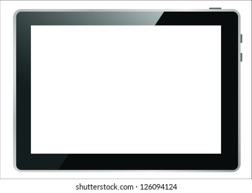 Realistic tablet pc computer with blank screen isolated on white background. Vector