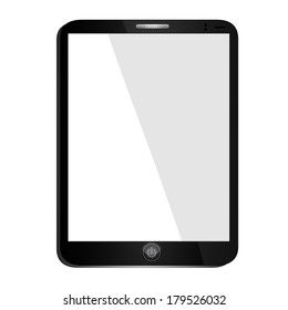 Realistic tablet pc computer with blank screen isolated on white background
