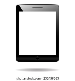 Realistic tablet pc computer with blank screen isolated on white background. Vector 