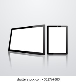 Realistic tablet pc computer with blank screen. Vector eps10 illustration 