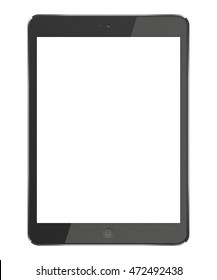 Realistic tablet pc computer with blank screen isolated on white background. Vector eps10 illustration.