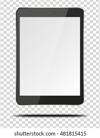 Computadora tablet pc realista con pantalla en blanco aislada en fondo transparente. Vector, ilustración de 10.