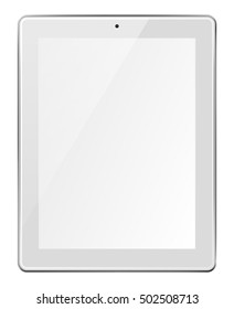 Realistic tablet pc computer with blank screen isolated on white background. Vector eps10 illustration.