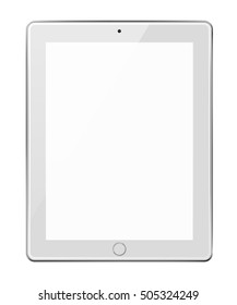 Realistic tablet pc computer with blank screen isolated on white background. Vector eps10 illustration.