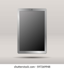 Realistic tablet pc computer with blank screen on white background. Vector eps10 illustration.