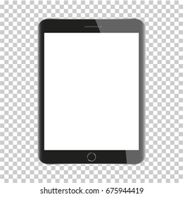 Realistic Tablet PC computer with blank screen on transparent background. Vector eps10 illustration.