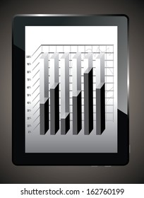 Realistic tablet pc computer with business graph